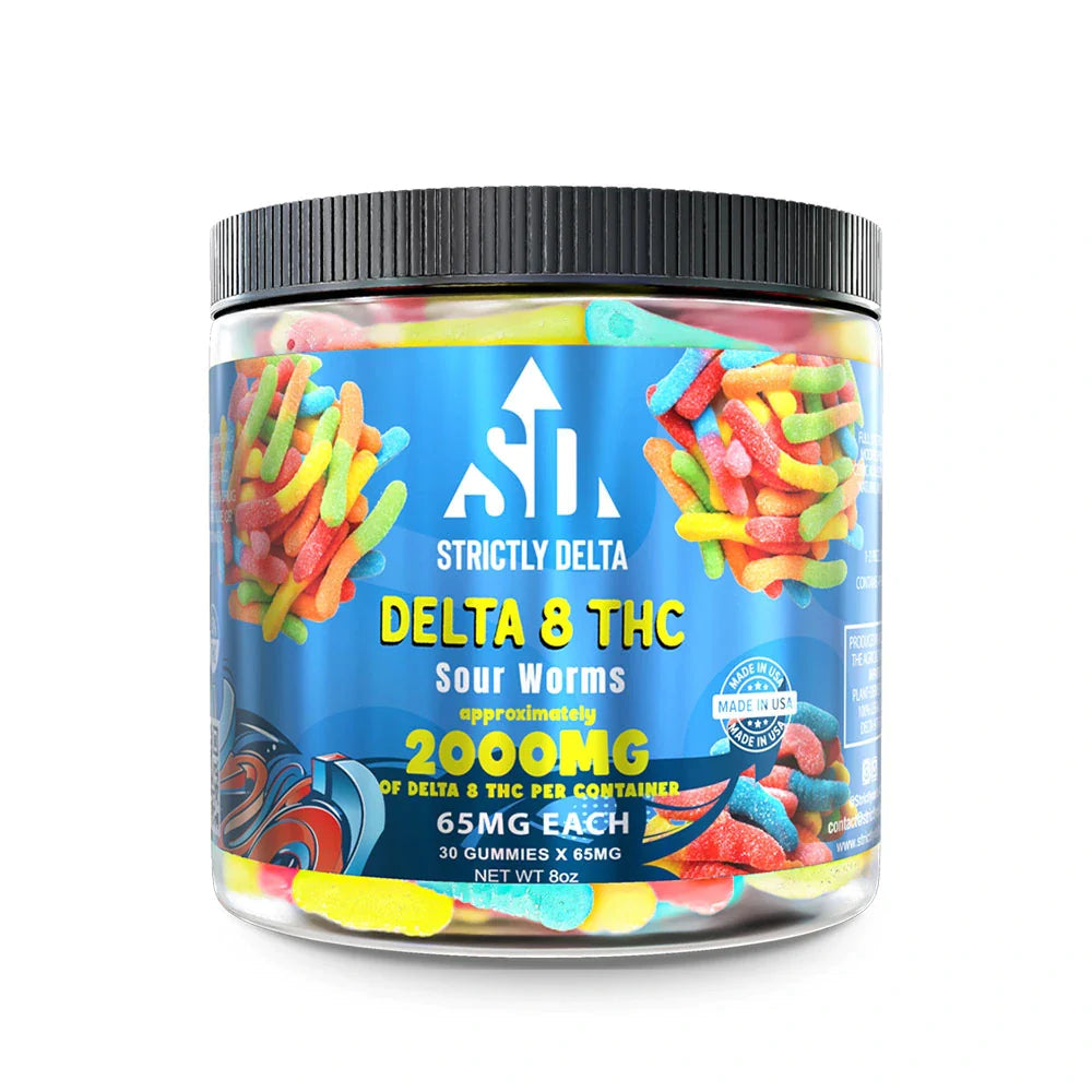 Strictly Delta Sour Worms Delta 8 Gummies