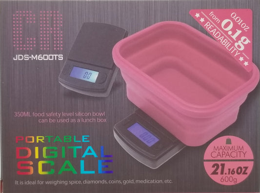 JDS-M600TS Portable Digital Scale w/ Silicon Bowl, 600g, 0.1g #A7