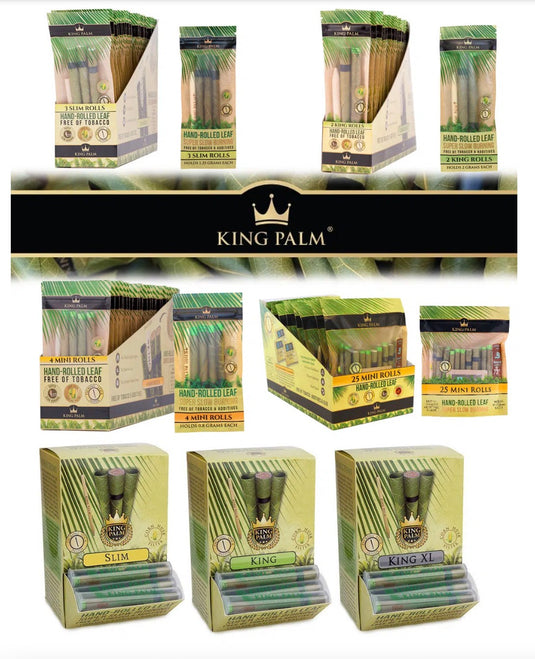 King Palm Wraps – 25 Mini Rolls with Boveda Pack 8 box