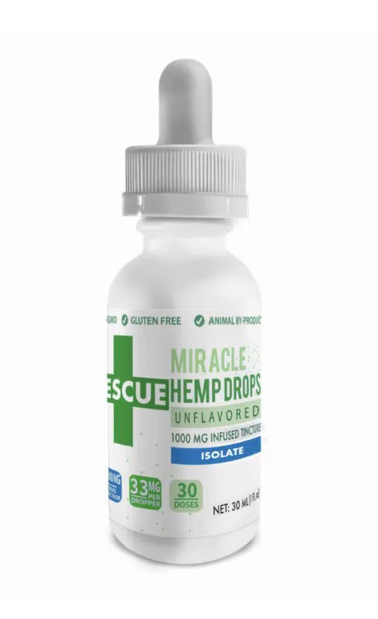 Rescue Miracle Hemp Drops – Unflavored – 1000 MG Isolate