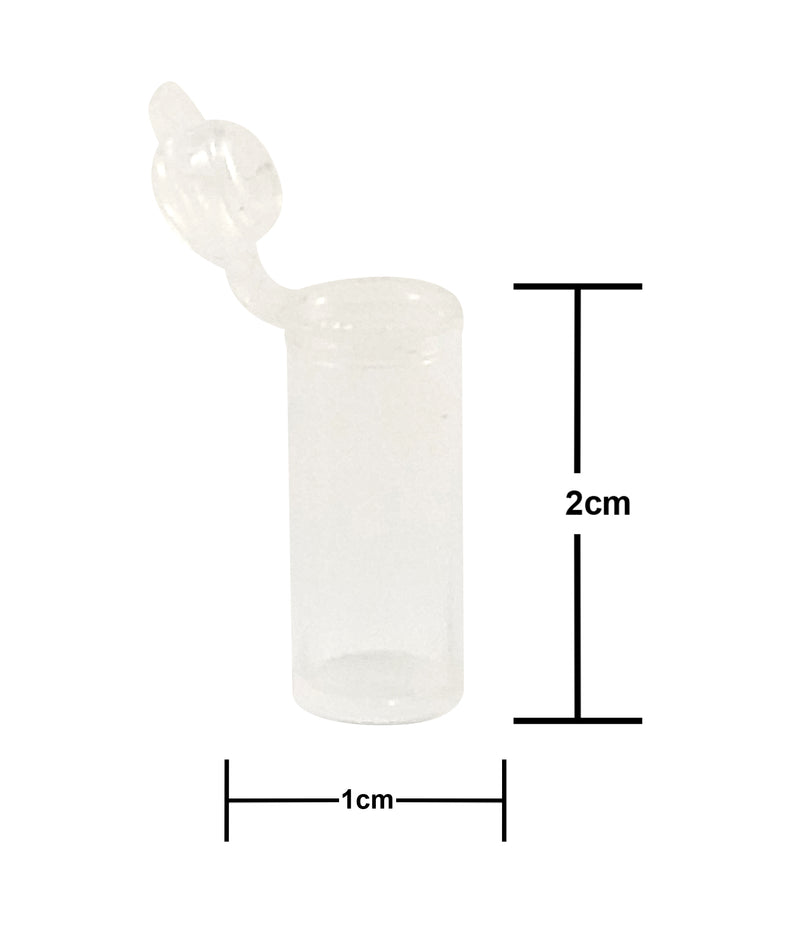 Load image into Gallery viewer, King Sting Mini Pop Top 50 (2cm x 1cm, 1.2 Gram) Plastic Containers w/60 Dram Prescription RX Black Squeeze Top Pill Container
