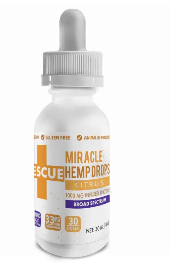 Rescue Miracle Hemp Drops – Citrus – 1000 MG Broad Spectrum