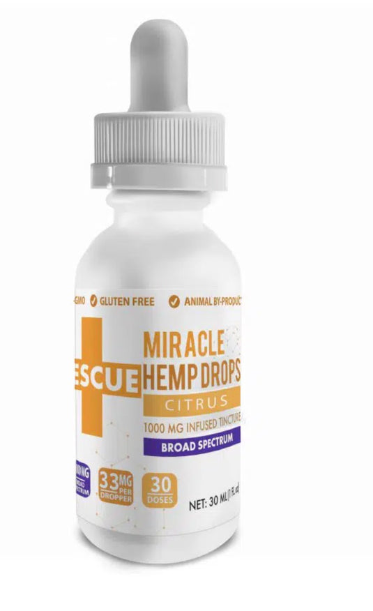 Rescue Miracle Hemp Drops – Citrus – 1000 MG Broad Spectrum