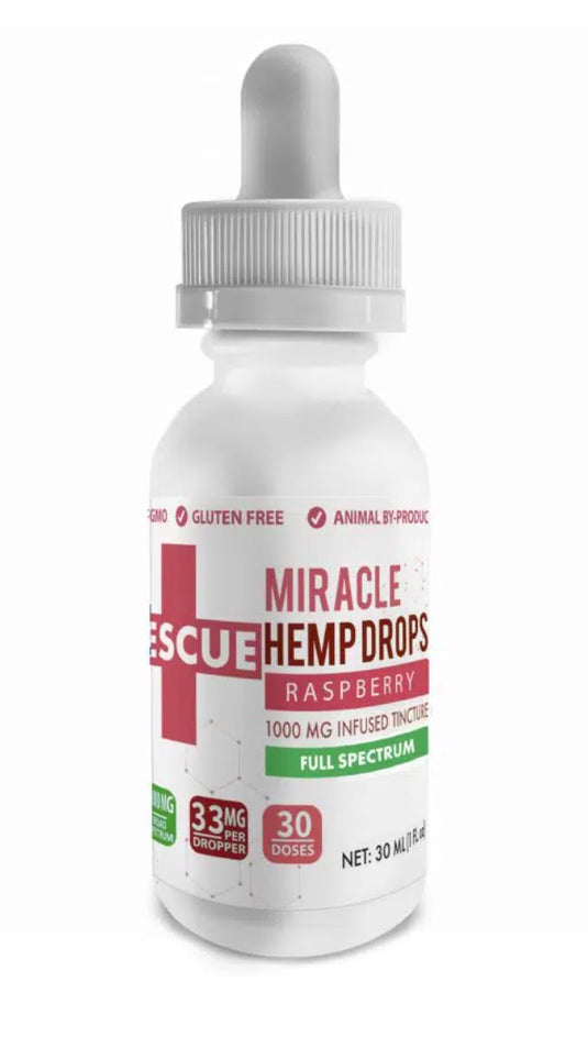 Rescue Miracle Hemp Drops – Raspberry – 1000 MG Full Spectrum