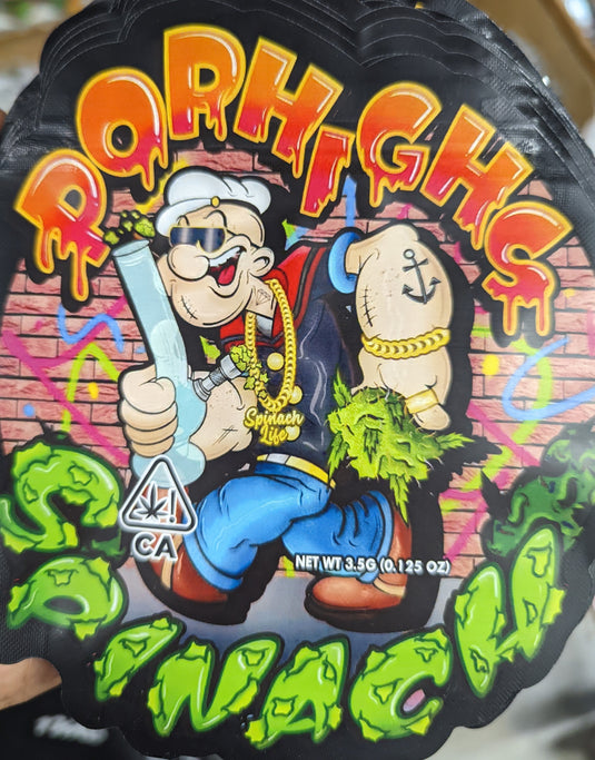 Pophighs Spinach Mylar Bags, 50bags/pk