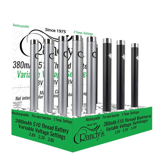 Randy’s Vaporizer – 510 Thread 380 mAh Batteries 20ct Display