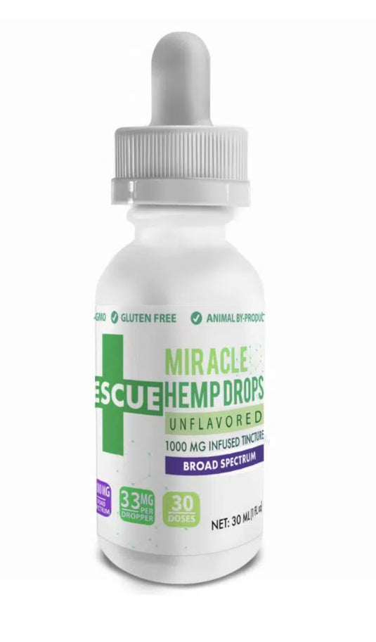 Rescue Miracle Hemp Drops – Unflavored – 1000 MG Broad Spectrum  $15.00