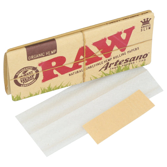 RAW Organic Hemp King Slim Artesano-Fold Out Tray + Tips